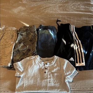 Adidas back to school lot boys 8 set of 5 pockets shorts and lands end tshirt